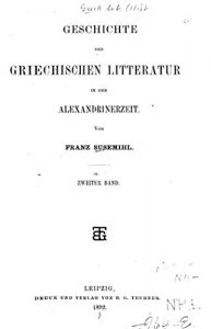 Baixar Geschichte der griechischen litteratur in der Alexandrinerzeit (German Edition) pdf, epub, eBook