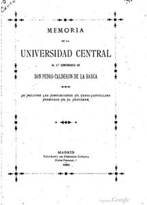 Baixar Memoria de la Universidad Central al 2do Centenario de Don Pedro Calderón de la Barca (Spanish Edition) pdf, epub, eBook