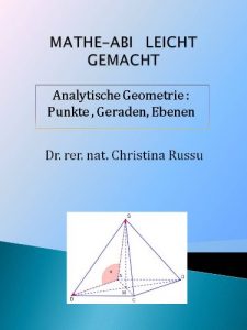 Baixar MATHE – ABI LEICHT GEMACHT Analytische Geometrie: Punkte, Geraden, Ebenen (German Edition) pdf, epub, eBook