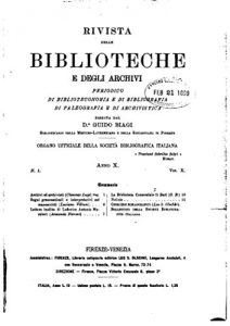 Baixar Rivista Delle Biblioteche E Degli Archivi – Vol. X (Italian Edition) pdf, epub, eBook
