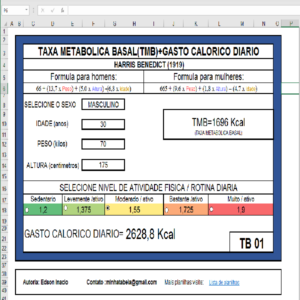 Baixar TB01-CALCULAR TAXA METABOLICA BASAL TMB E GASTO CALORICO DIARIO pdf, epub, eBook